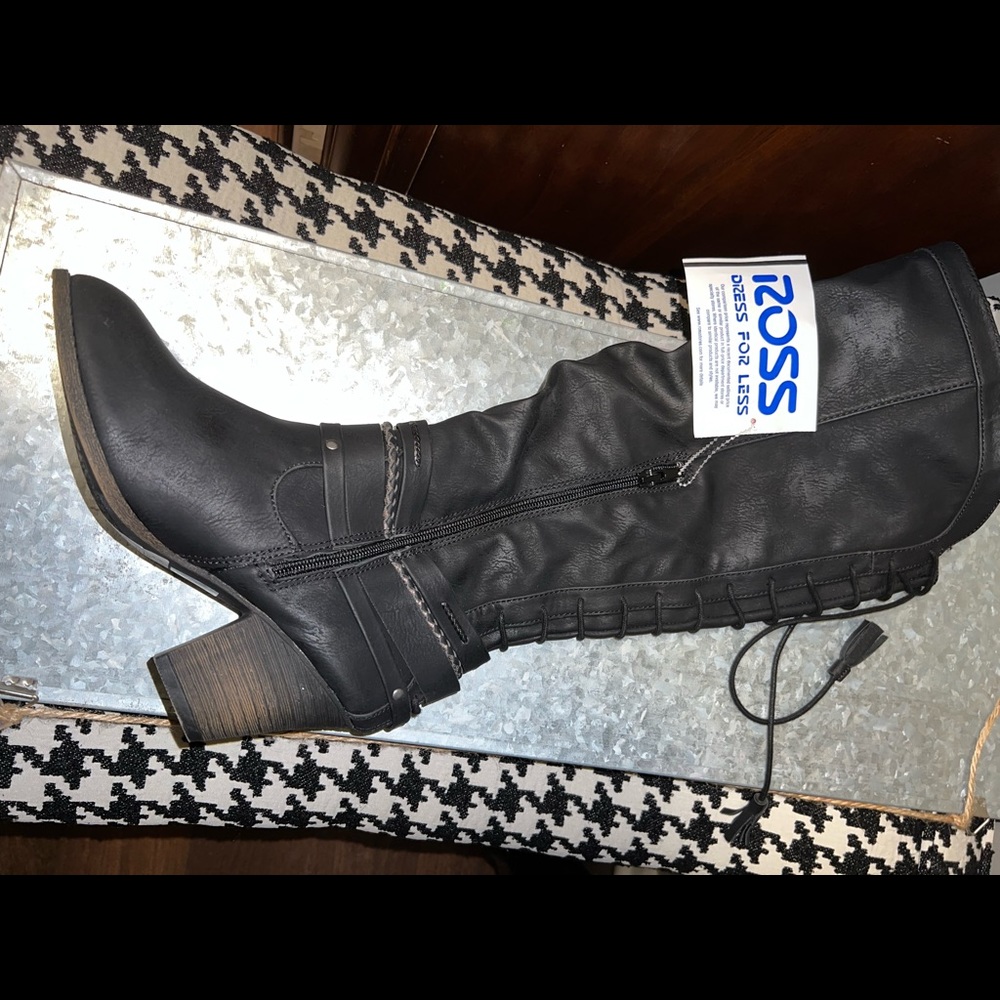 Boots Black Cowgirl Long Faux leather